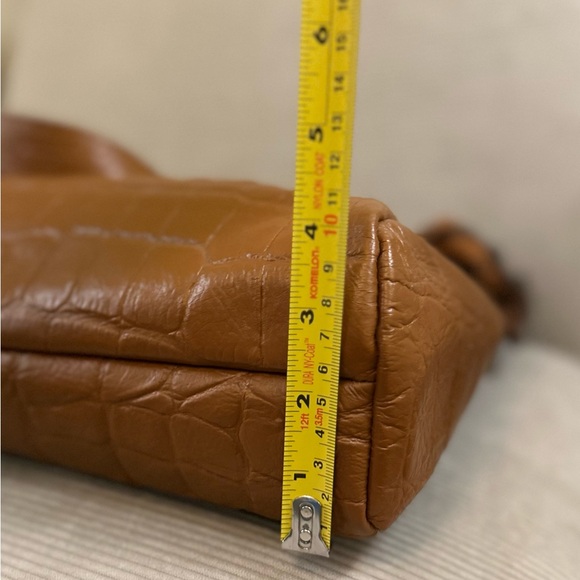 VERA PELLE - made in Italy - Elegant Croc-Embossed Brown Shoulder Bag - Picture 11 of 13